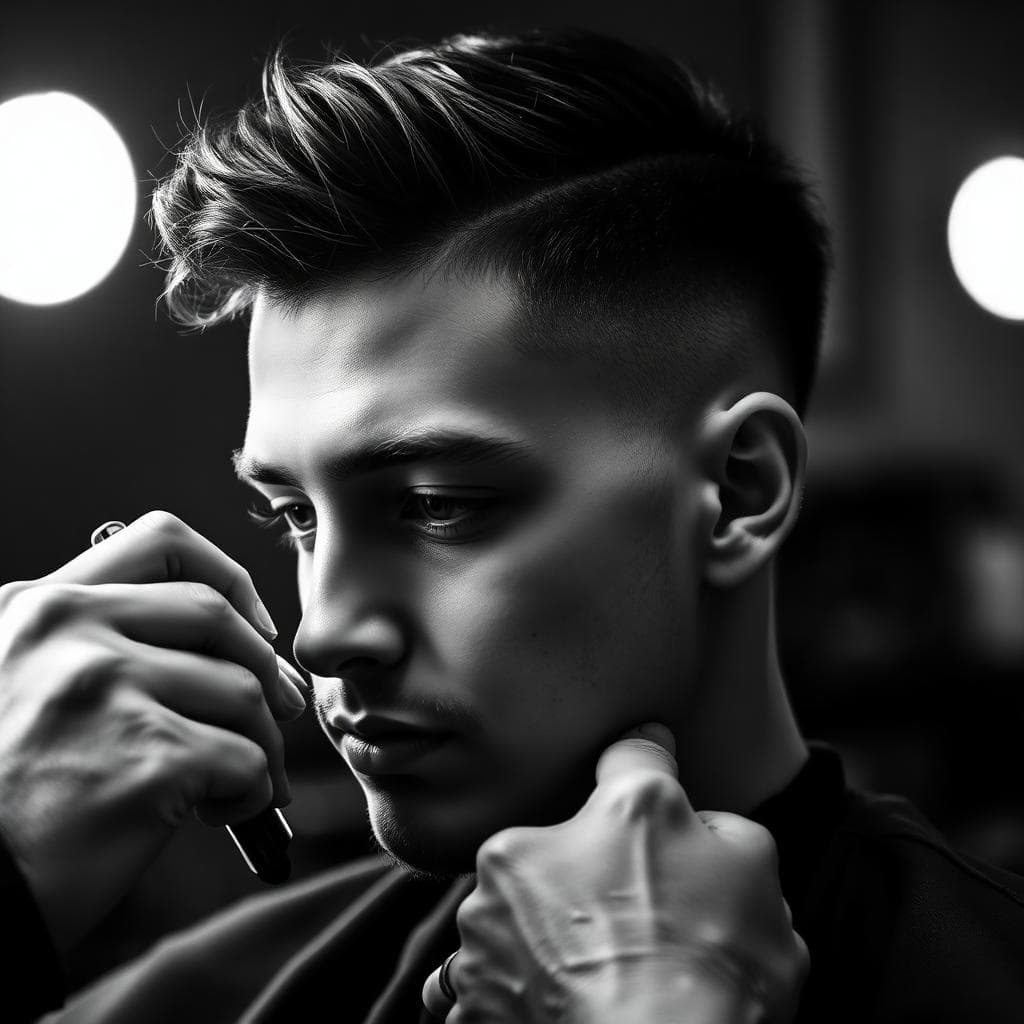 Skin fade haircut close-up