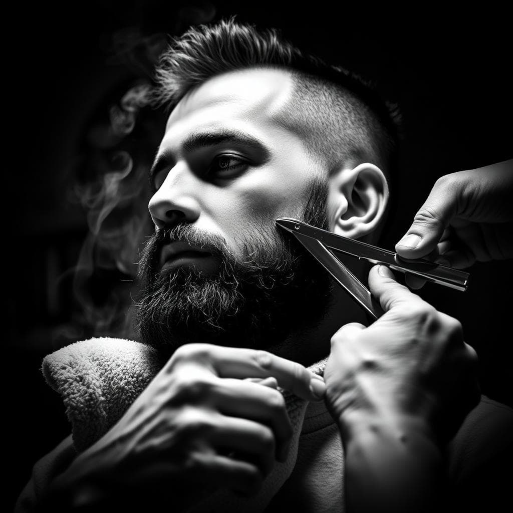 Hot towel straight razor shave
