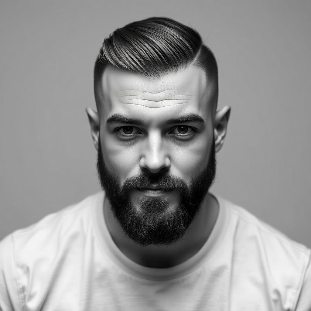 Modern fade and beard portrait