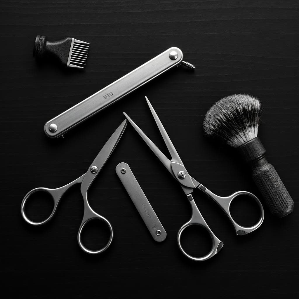 Vintage barber tools flat lay